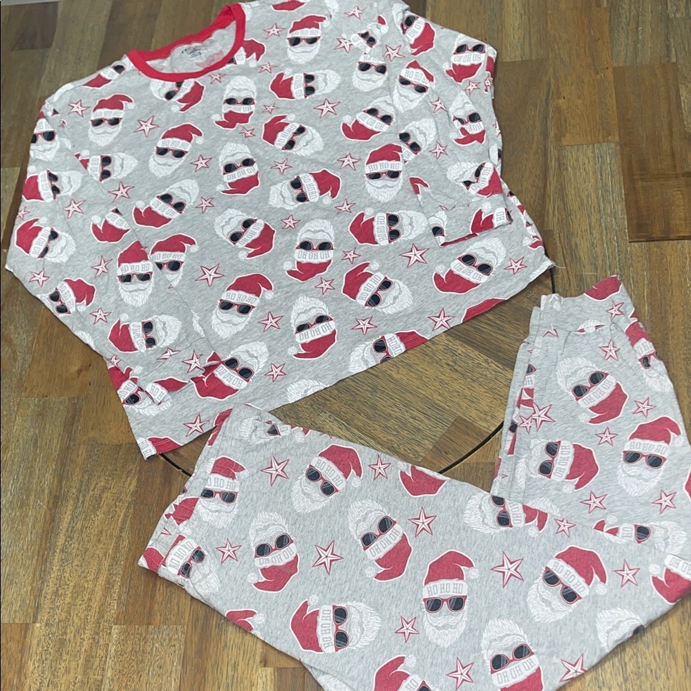 The Children's Place Cool Santa Pajamas Set Gray Red Christmas Holiday Large